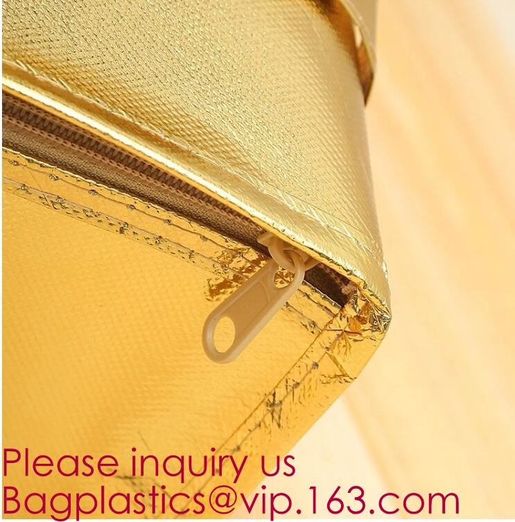 Insulated Thermal Non Woven Aluminum Foil Cooler Bag For Frozen Food,Reusable Insulated Aluminum Foil Thermal Lunch Cool