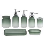 Green Glass Bathroom Accessories Set Acid Wash ABS Pump Head Bathroom Counter