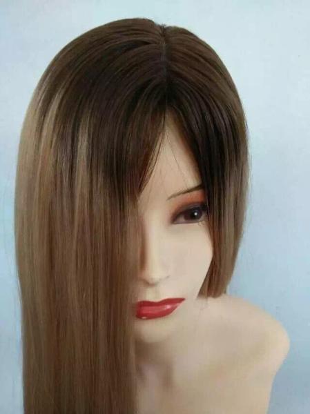 Buy cheap 16 Inches Highlight With Dark Root European Human Hair Jewish Wig from wholesalers