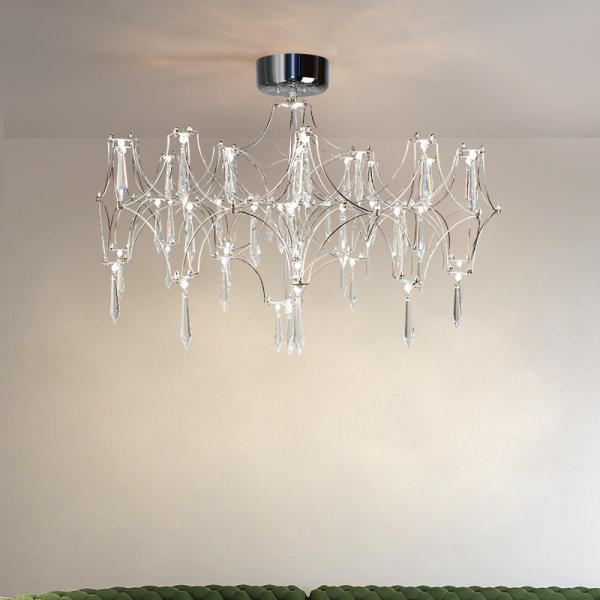 Modern Starry Crystal Chandelier Living Room Luxury Hotel Villa silvery
