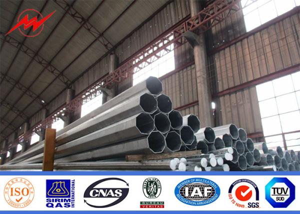 Hot Dip Electrical Galvanizing Steel Pole With Wind Pressure Resistance Up To