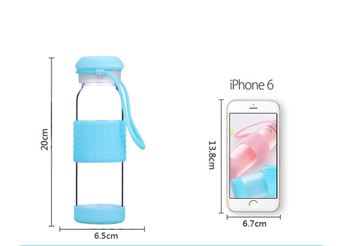 Round Glass Drinking Bottle With Silicone Sleeve Heat Resistant Feature