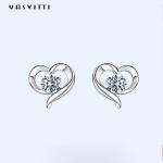 2.87g 0.39in Sterling Silver Heart Stud Earrings ODM White 925 Sterling Silver