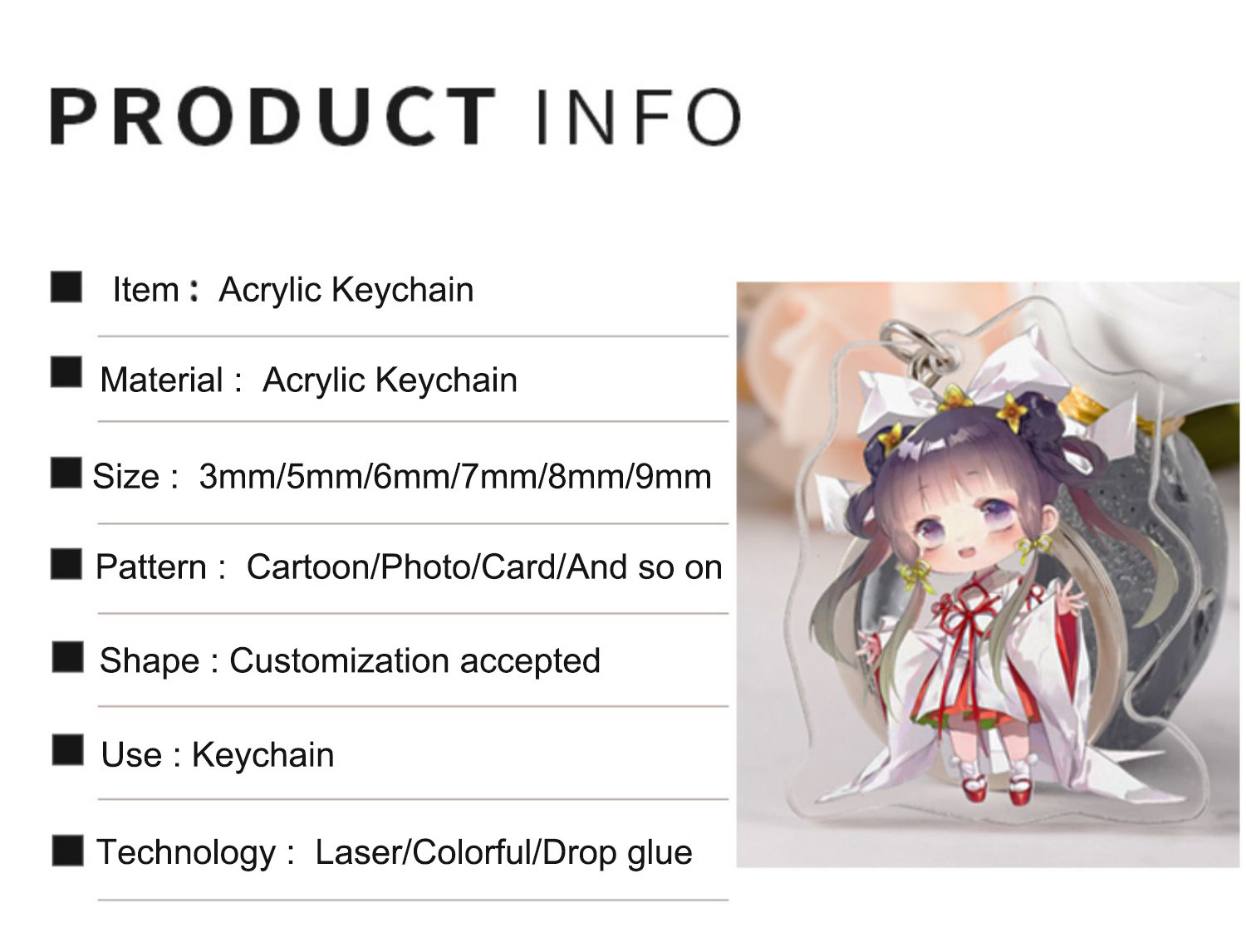 Factory Custom Souvenir Acrylic Key Chain Creative Logo Software Application Event Promotional Gift Charms Keychain