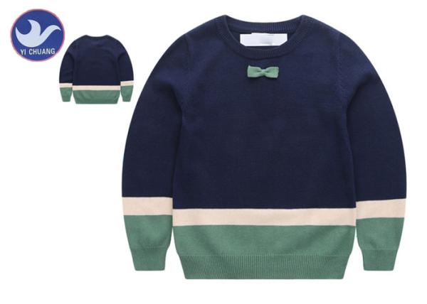 Buy cheap Bowknot Stripe Toddler Boy Cable Knit Sweater , Boys Cotton Jumpers Long Sleeves from wholesalers