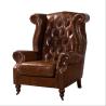 Buy cheap Retro Cow Genuine Leather Chesterfield Queen Anne High Back Wing Chair from wholesalers