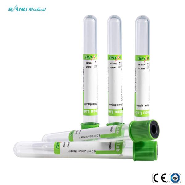 Buy cheap 13x100mm Plastic Blood Collection Tubes Green Top Lithium Heparin Additive from wholesalers