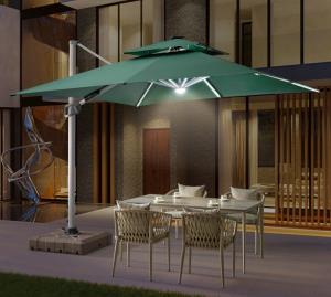 Buy cheap OEM Aluminum Frame Parasol Cantilever Patio Umbrella With White LED Lights from wholesalers