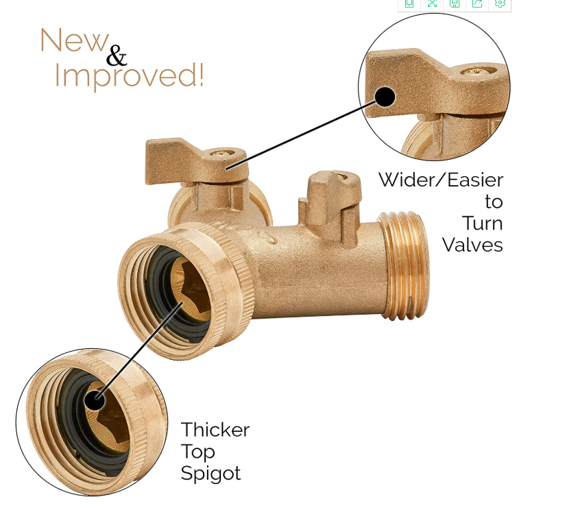 Brass Garden Hose Connector Tap Splitter with 2 Valves and 2 Washers Connect Fittings