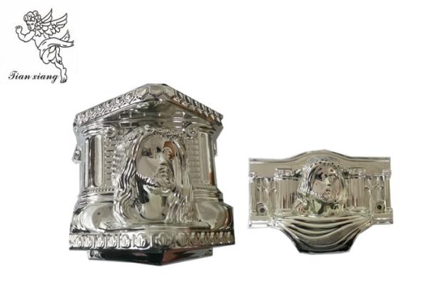 Buy cheap Silver Plastic Coffin Decoratin , Funeral Decorative Parts Of A Casket Christ Model from wholesalers