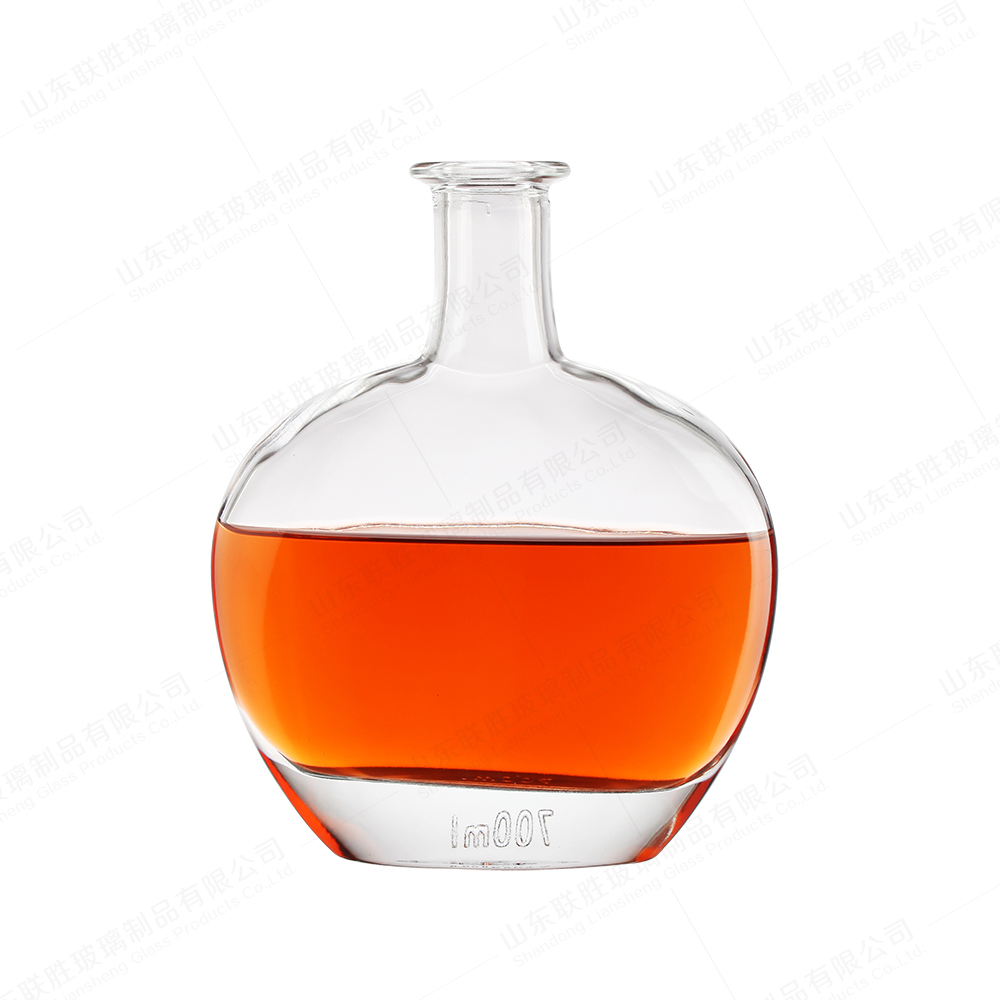 Hot Stamping Glass Bottles for Liquor Customized 250ml 500ml Flat Round Shape
