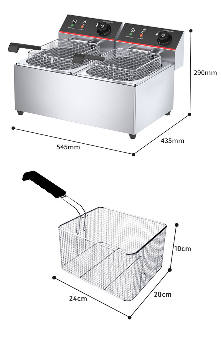 Commercial Table Top Double Cylinder Electric Deep Fryer Advantage Convenient 9.7 KG
