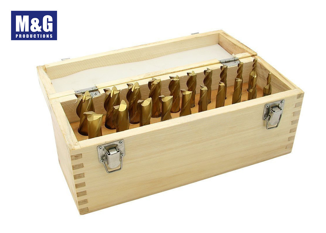 20Pcs Tin Coated End Mill Set / 2 Flutes and 4 Flutes / High Speed Steel