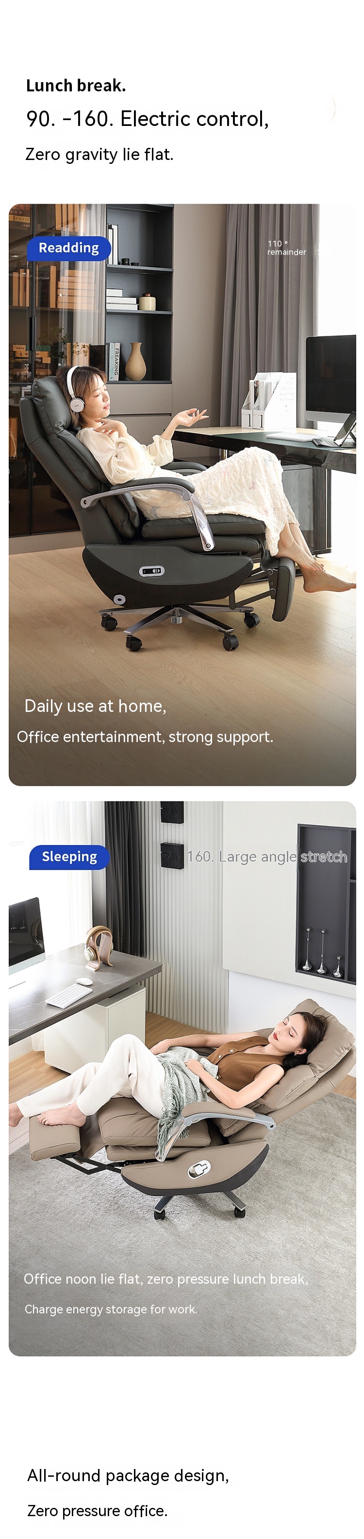 Stainless Steel Tall Office Chair with Self-Attaching Armrests and Reclining Function