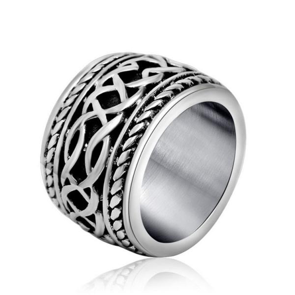 Buy cheap Vintage Old Titanium Stainless Steel with Sterling Silver Plated Band Ring () from wholesalers