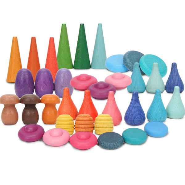 Buy cheap Cones 4cm Wooden Rainbow Stacker Wooden Mushroom Puzzle from wholesalers