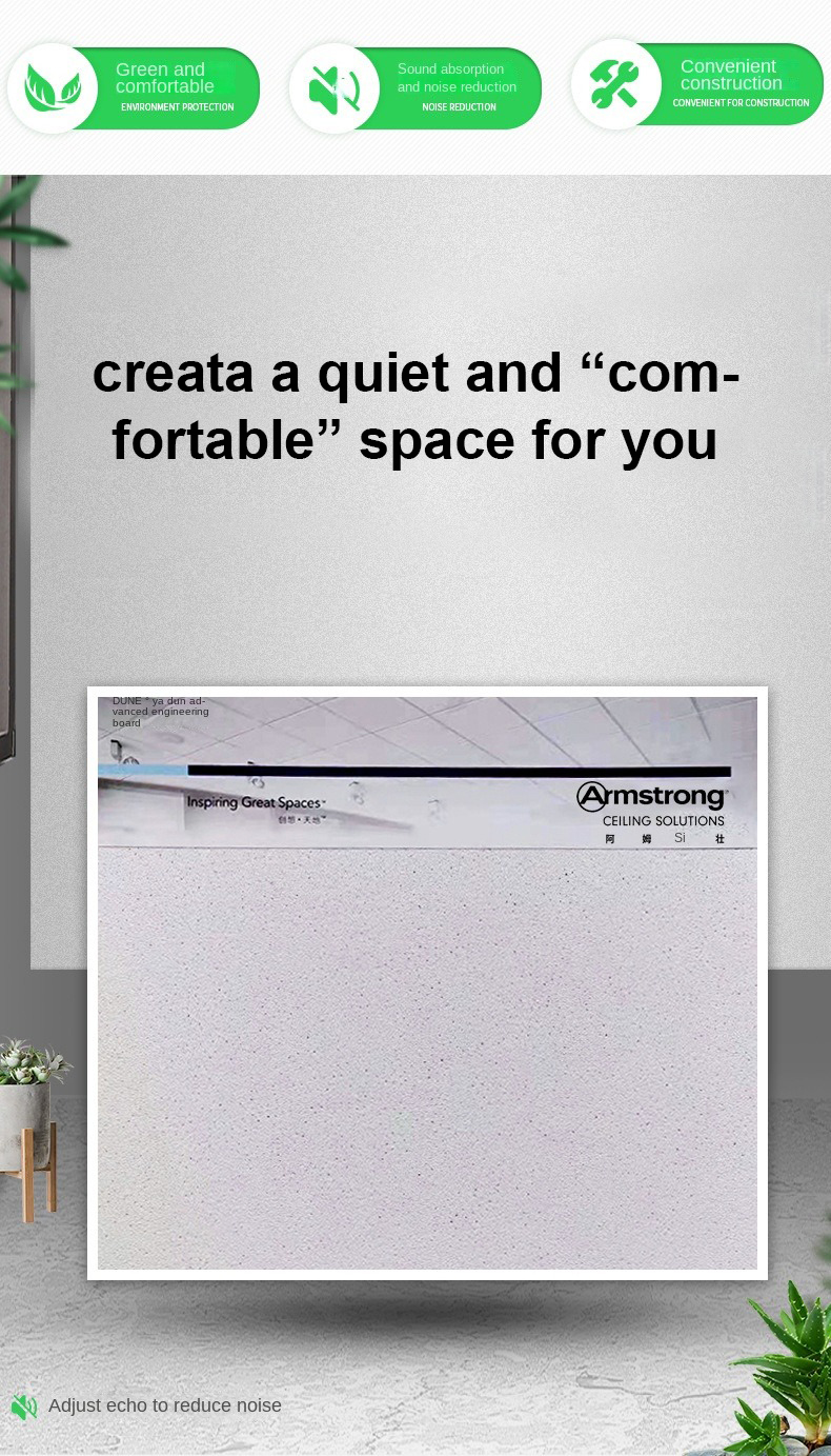 Customized Size Lightweight Mineral Wool Ceiling Board for Sound-Absorbing Construction