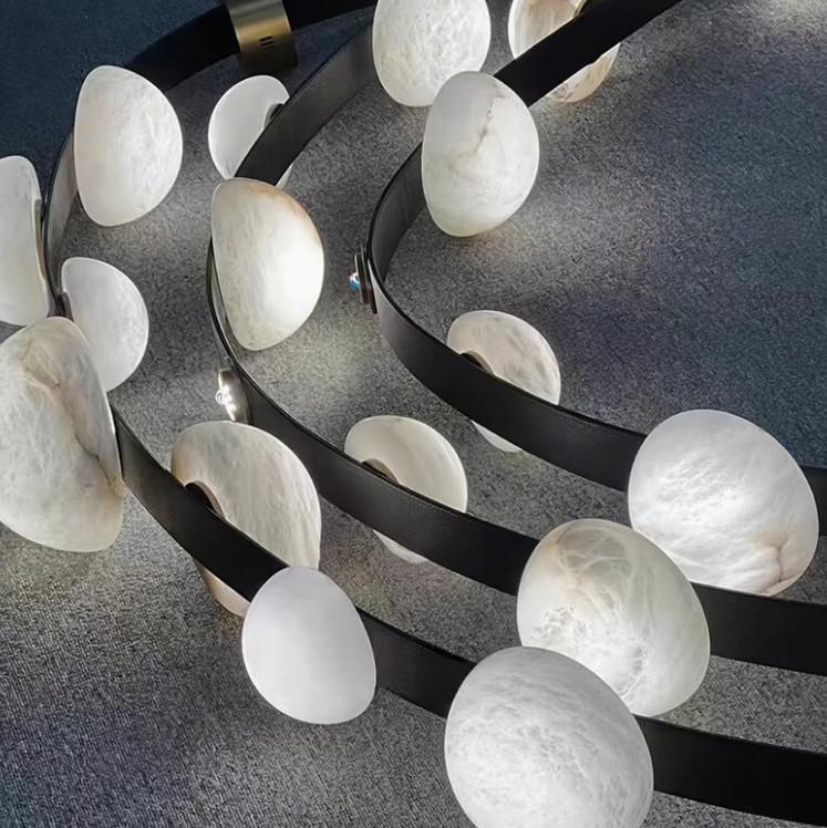 Marble Lamp For Home Decoration Lighting Leather Chandelier For Villa And Project
