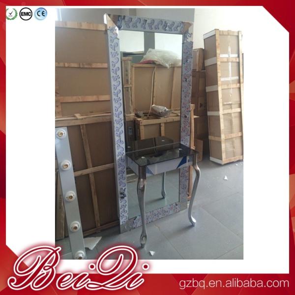Buy cheap Dressing table with light mirror used beauty salon furniture gold frame hair salon station mirror from wholesalers