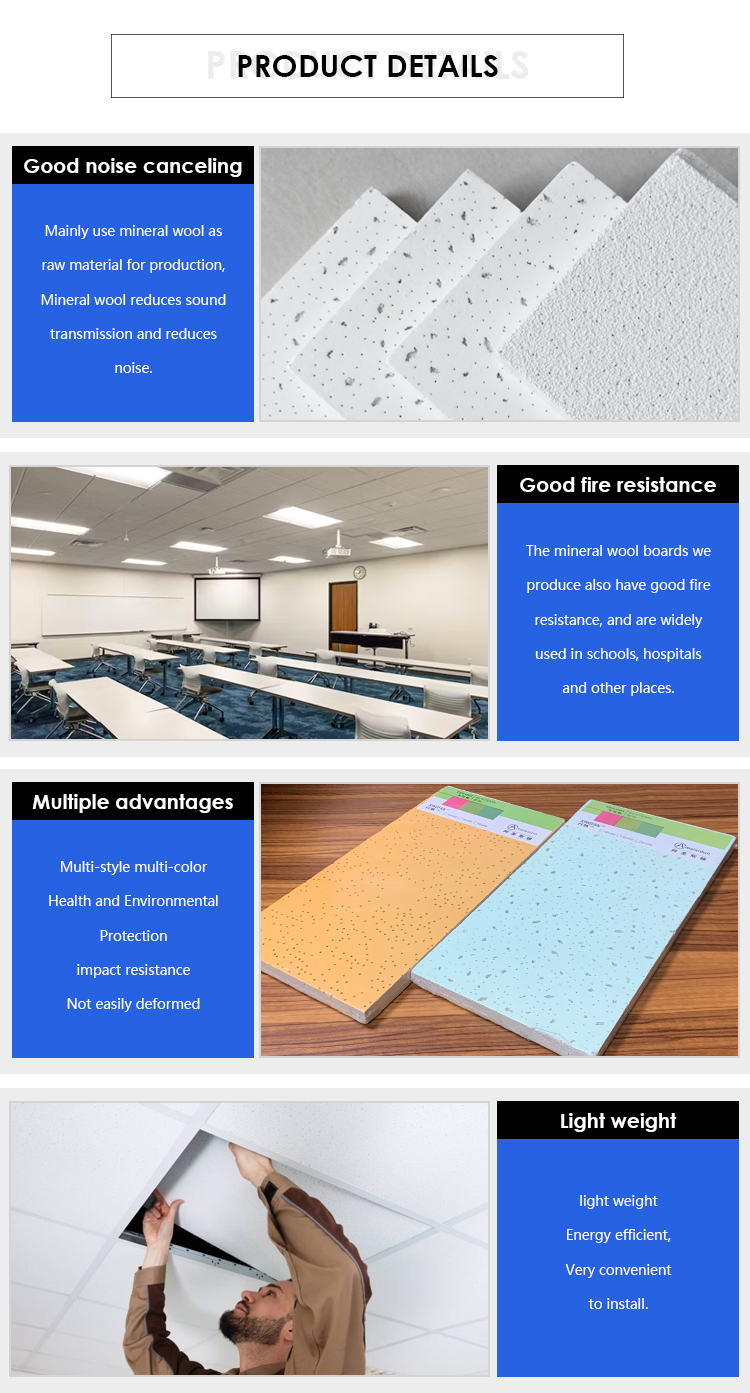 Suspended Great Wall Mineral Fiber Ceiling Tile Modern Wall Panel for Noise Reduction
