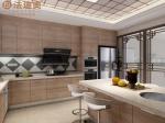 Modern Stainless Steel Kitchen Cabinet With Wood Grain Finish And U-Shaped