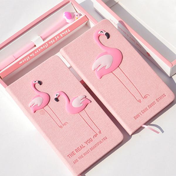 Buy cheap Flamingo Pink PU Leather Notepads And Stationery Waterproof Notebook A6 Gift Set Hardcover from wholesalers