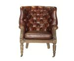 Buttoned Wing Deconstructed Antique Retro Leather Vintage Chair