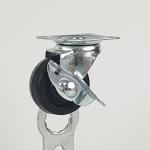 Light Duty 2 Inch Black Rubber Casters Side Brake Soft Swivel Caster Wheel For