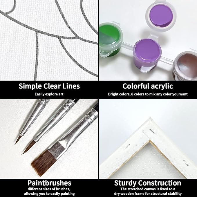 Butterfly Girl Cotton Pre Drawn Painting Canvas Kits For Adult Valentine Gifts