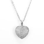 3.15g 925 Silver CZ Pendant Rhodium Valentines Day Heart Pendant