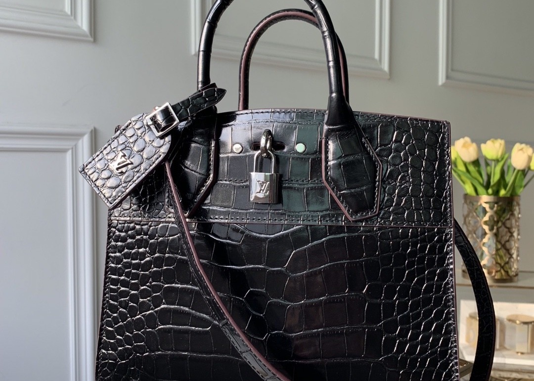 Luxury Cross Body 23cm Crocodile Skin Tote Bag Lock Decoration