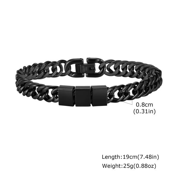 Stocked 19cm and 23 cm Black Stainless Steel Bracelet Men's bracelets with fast