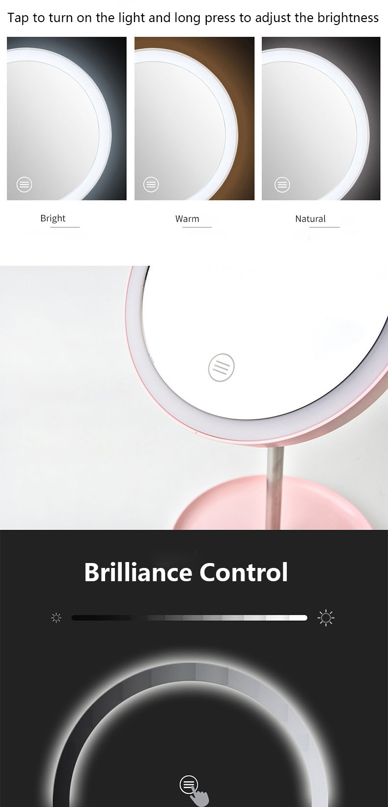 Led Lighted Cosmetic 10x Magnifying Mirror For Makeup Vanity