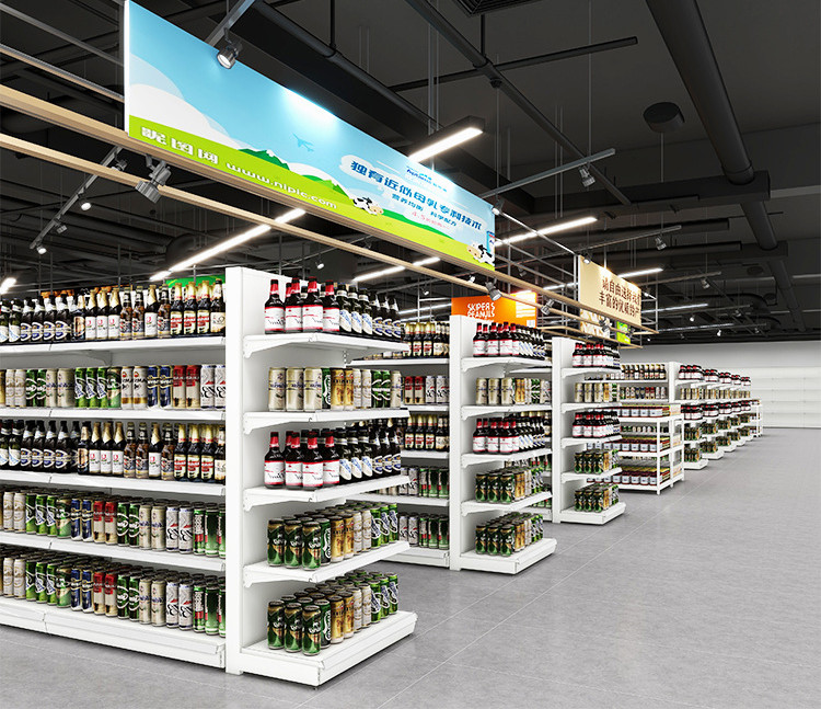 Customized Supermarket Display Shelving With Sturdy Structure And Personalized Colors