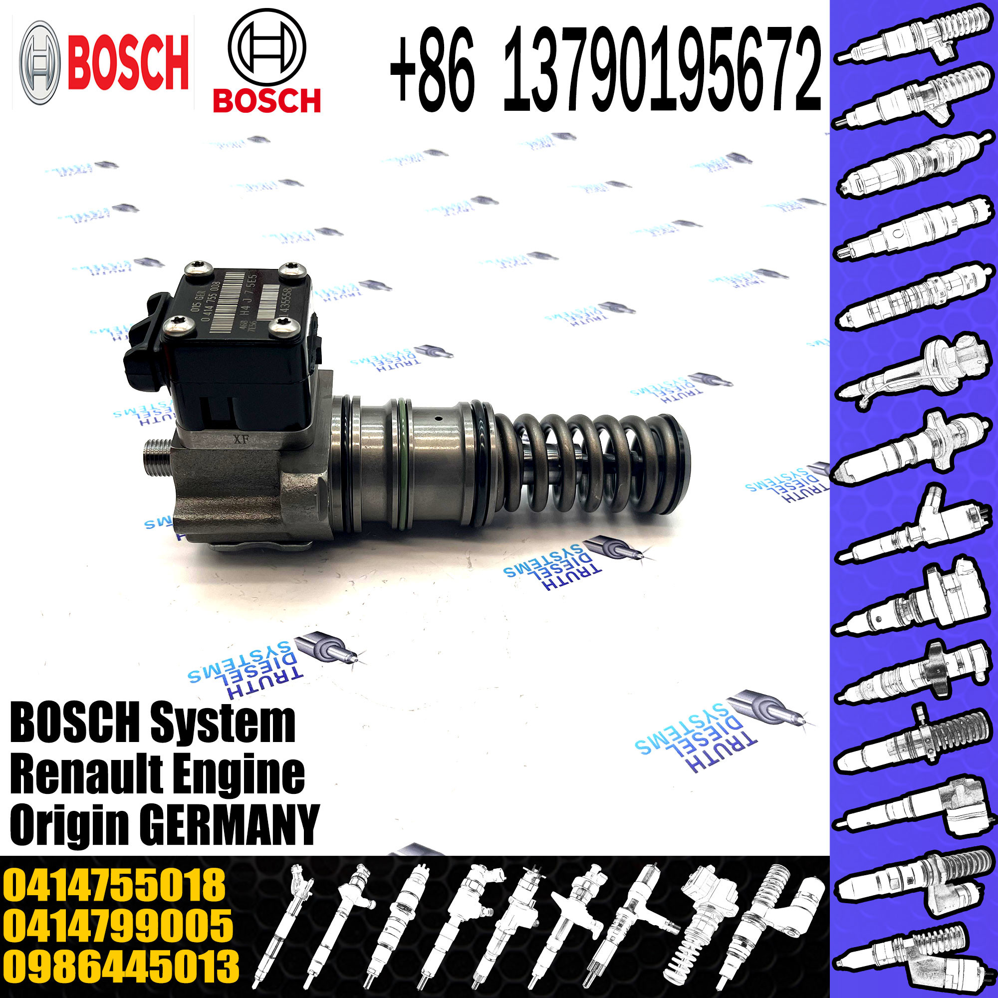 Common Rail Diesel Engine Fuel Injection Unit Pump 0414799005 0986445013 0414755018