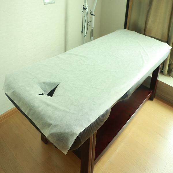 Buy cheap Dispoable Spunbond Non Woven Massage Table Bed Sheet With Facial Hole Pink Blue Color from wholesalers