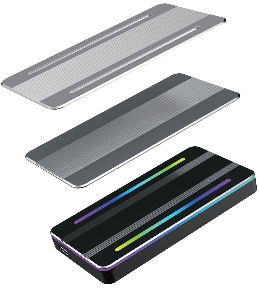 RGB Lighting Effect M. 2 SSD Mobile SSD Supports SATA and Mvne Protocols5gbps/10gbps Transmission Rate Glass Panel with Seven Colours RGB Light Effect