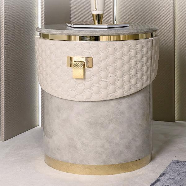 Buy cheap Stainless Steel Modern Bedside Tables 650mm Marble High End Nightstands from wholesalers