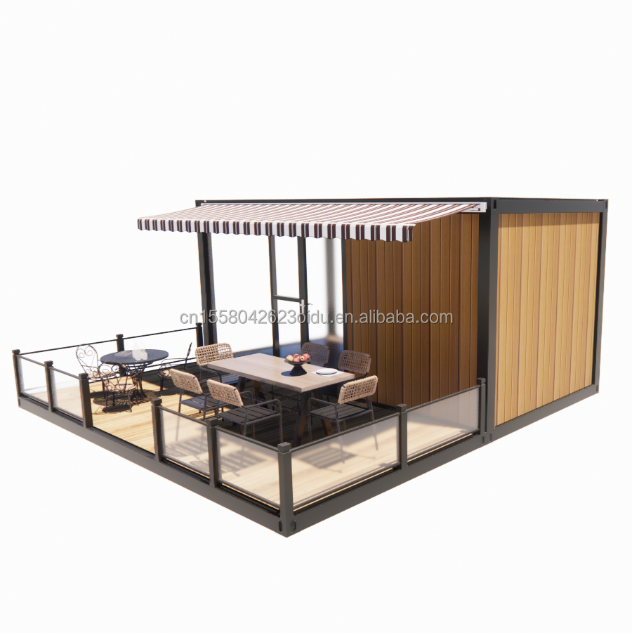 Shop 20ft Mobile Restaurant and Bar 10ft 20ft Shipping Wooden Container Kitchen Galvanized Steel Bending 180g Steel frame
