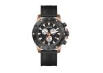 Mens 316L Stainless Steel Chronograph Watch Leather Strap Black & Blue Case