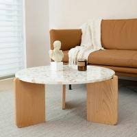 Buy cheap 30in Marble Top Wood Base Coffee Table Patterned Marble Wooden Base product