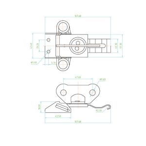 Large Draw latch with keeper plate, zinc plating finish