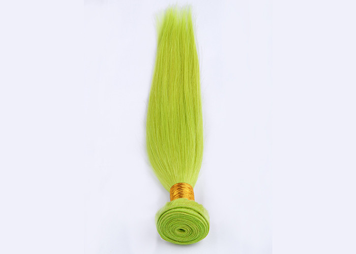 Fluorescent Green Virgin Human Hair Extensions Full Tightened NO Bad Smell