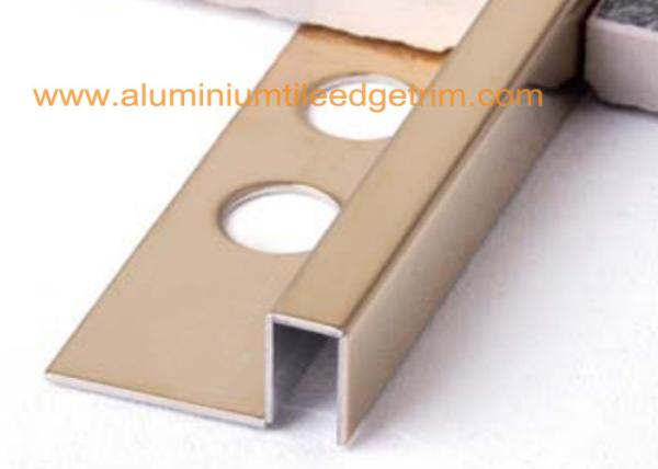 Gold Mirror Stainless Steel Tile Trim 12mm , Stainless Steel Square Edge Tile