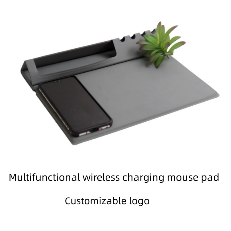 Pu Leather Multifunctional Fast Wireless Charging Mouse Pad Foldable Rectangle
