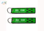 Merrow Border Woven Embroidery Keychain Gift Key Ring Custom Logo In Green