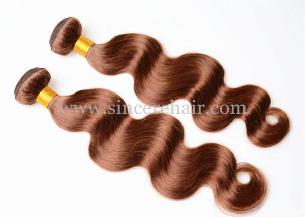 Buy cheap Top Quality 55 CM Body Wave Light Brown Remy Human Hair Weft Extensions for sale from wholesalers