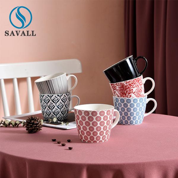 Buy cheap Round Colored Ceramic Porcelain Mugs Porcelain Latte Cups OEM from wholesalers