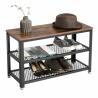 Buy cheap Metal Frame Entryway Bamboo 2 Tier Wooden Shoe Rack Bench With Seat from wholesalers