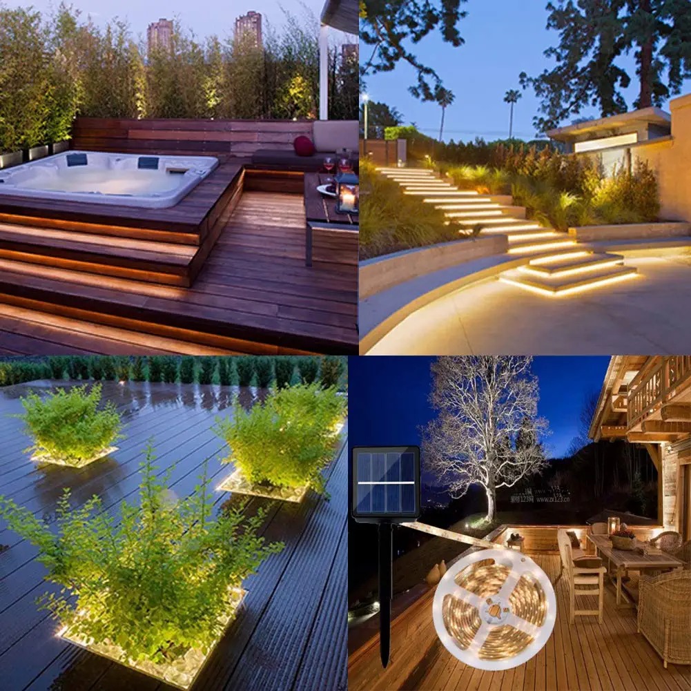 RGB 5050 Outdoor Flexible Solar Powered Strip Lights IP65 For Home Wedding Courtyard